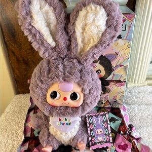 Baby Three Lily Rabbit Lavender Boba Eyes Confirmed Purple Bunny Plush Open
